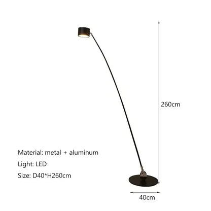 Minimalist black floor lamp with curved led arms for living room