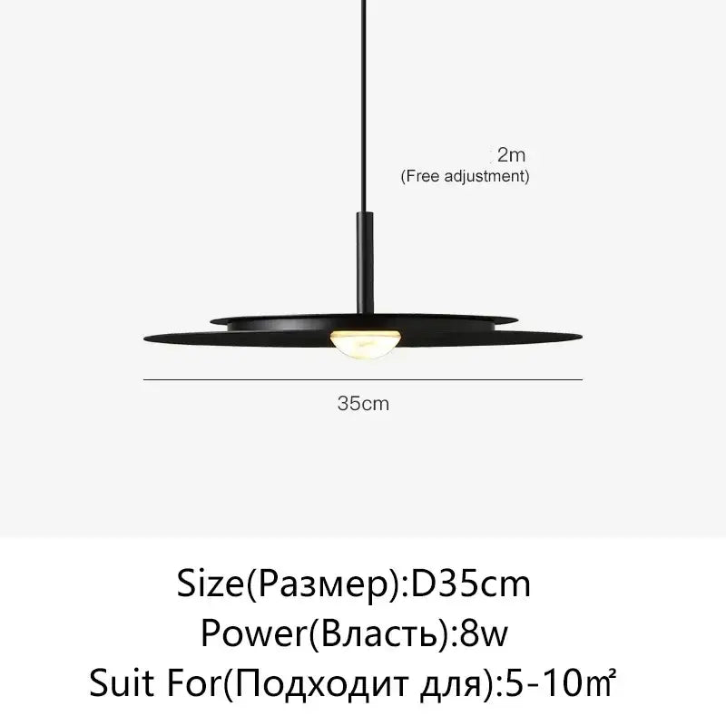 Minimalist black flying saucer led chandelier kitchen pendant light