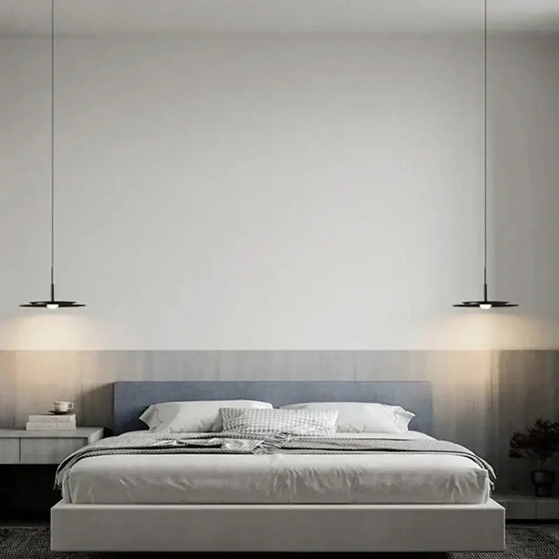 Minimalist black flying saucer led chandelier kitchen pendant light
