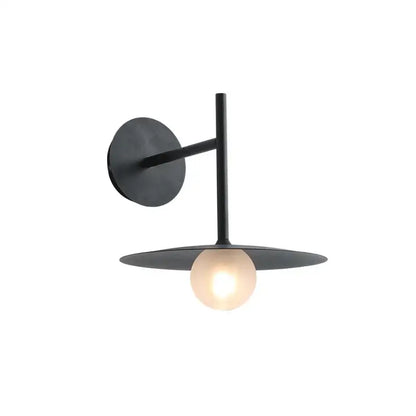 Minimalist black flying saucer wall lamp for bedroom decor