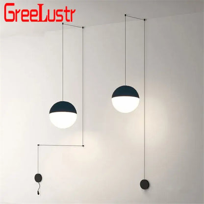 Minimalist black geometric glass ball led chandelier living room