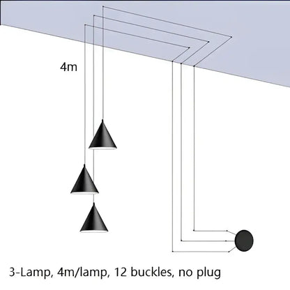 Minimalist black geometric led pendant light living room fixture