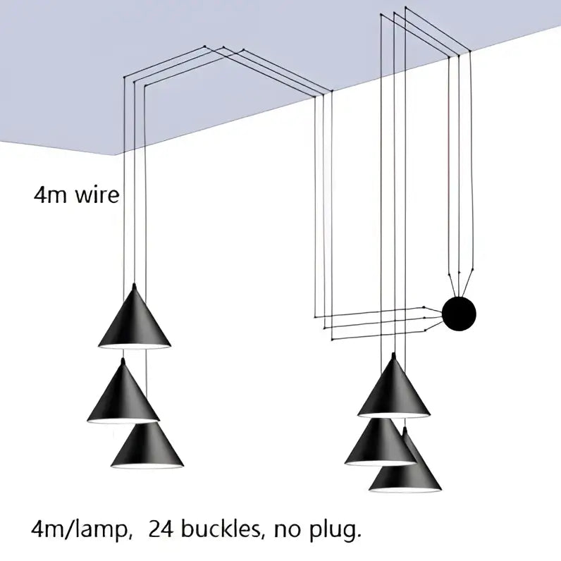 Minimalist black geometric led pendant light living room fixture