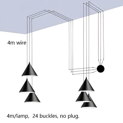 Minimalist black geometric led pendant light living room fixture