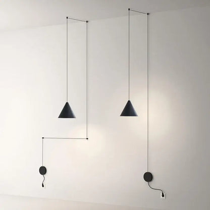 Minimalist black geometric led pendant light living room fixture