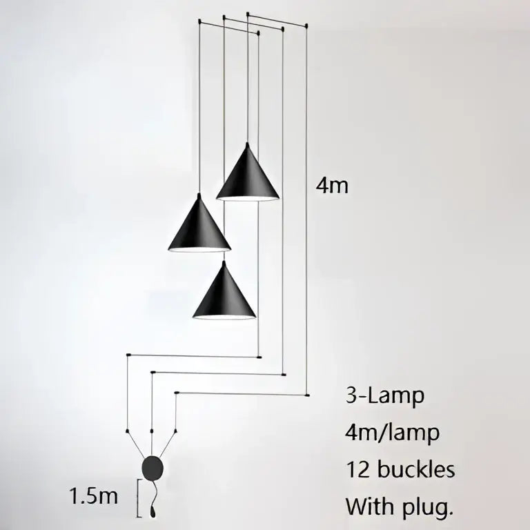 Minimalist black geometric led pendant light living room fixture