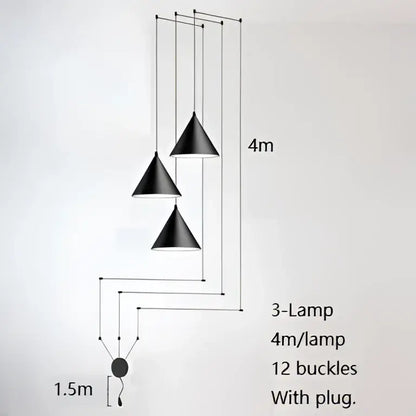 Minimalist black geometric led pendant light living room fixture