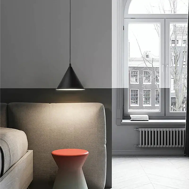 Minimalist black geometric led pendant light living room fixture