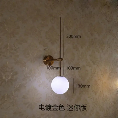 Minimalist black glass ball led wall lamp bedroom sconce