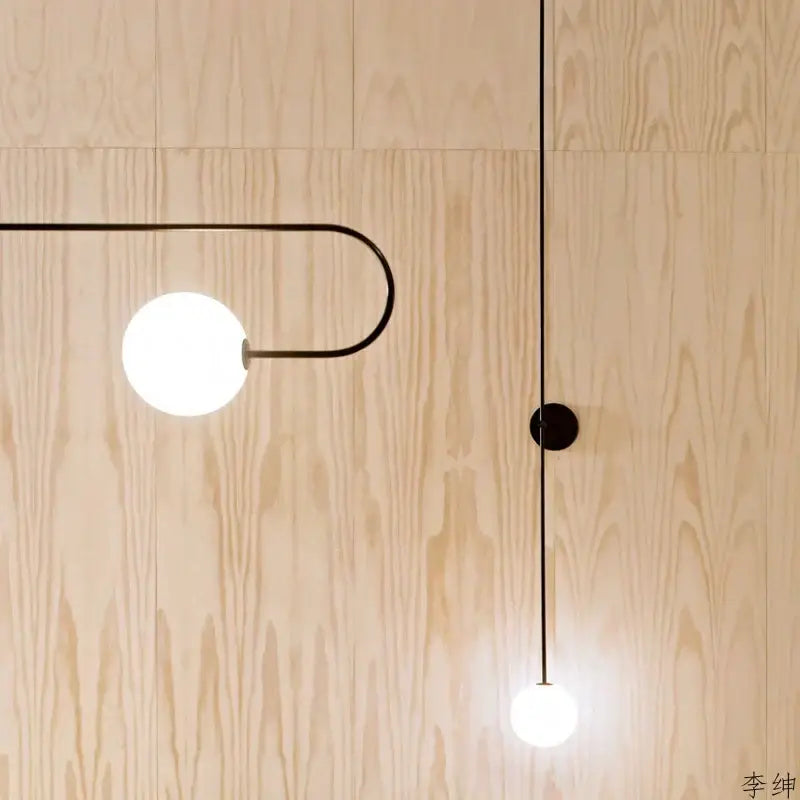 Minimalist black glass ball led wall light bedroom sconce