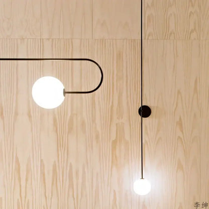 Minimalist black glass ball led wall light bedroom sconce