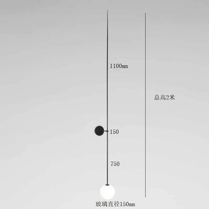 Minimalist black glass ball led wall light bedroom sconce