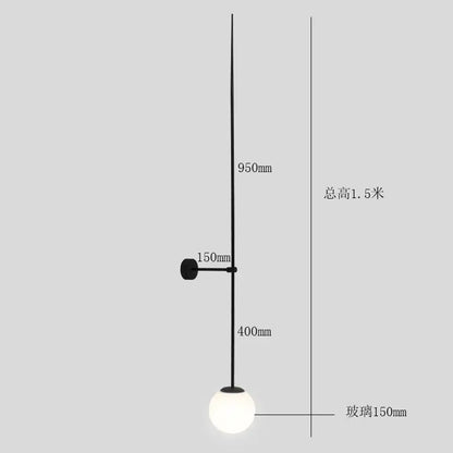 Minimalist black glass ball led wall light bedroom sconce