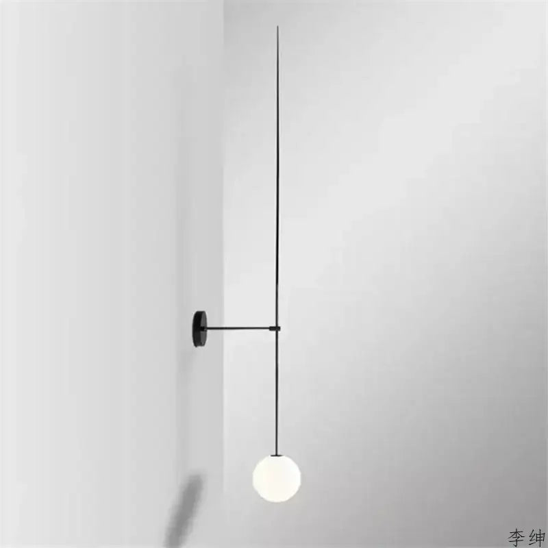 Minimalist black glass ball led wall light bedroom sconce