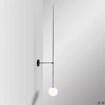 Minimalist black glass ball led wall light bedroom sconce