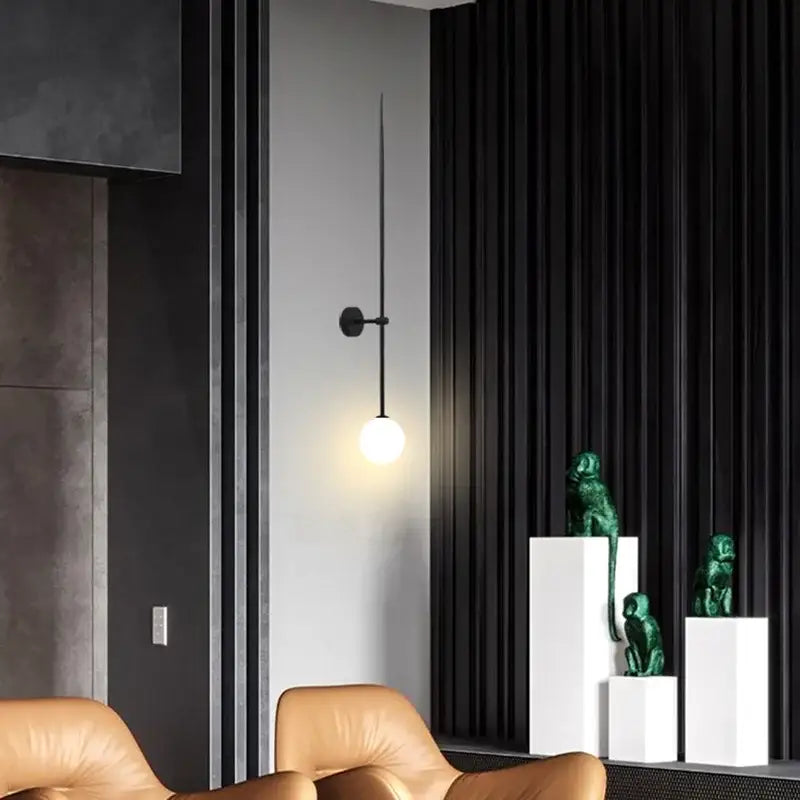 Minimalist black glass ball led wall lights for living room