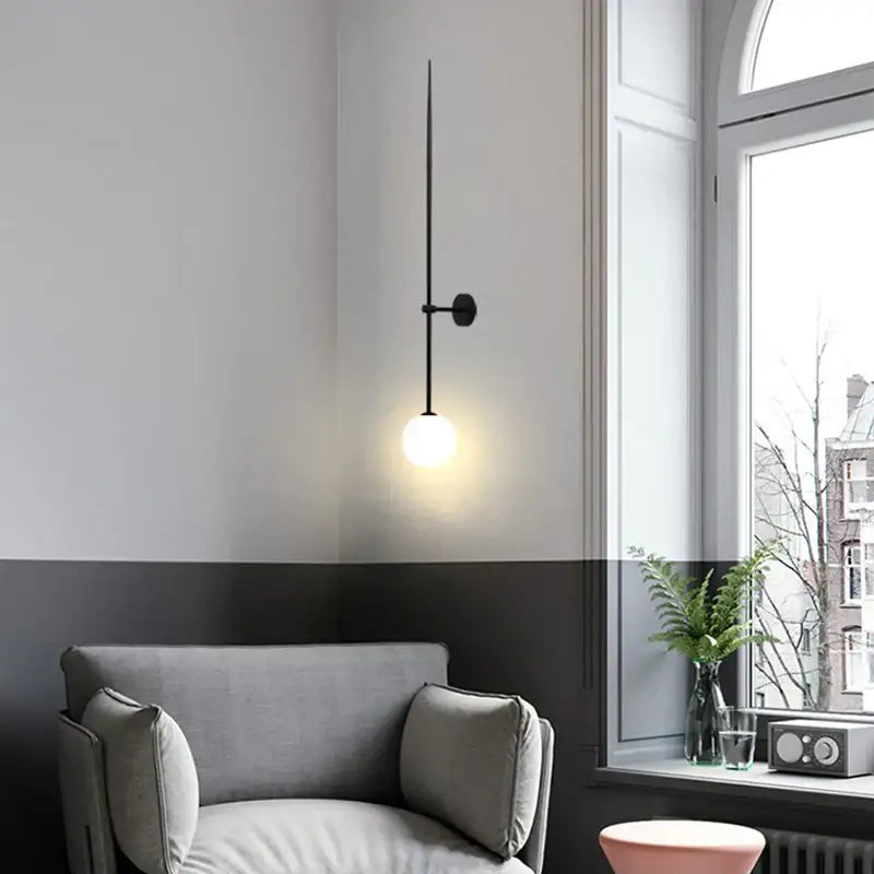 Minimalist black glass ball led wall lights for living room