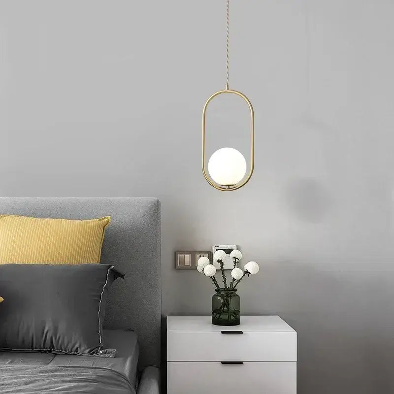 Minimalist black glass ball pendant lamp for dining room