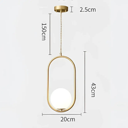 Minimalist black glass ball pendant lamp for dining room