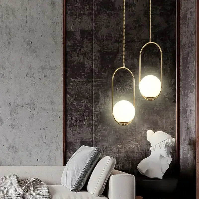 Minimalist black glass ball pendant lamp for dining room