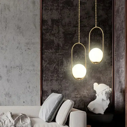 Minimalist black glass ball pendant lamp for dining room