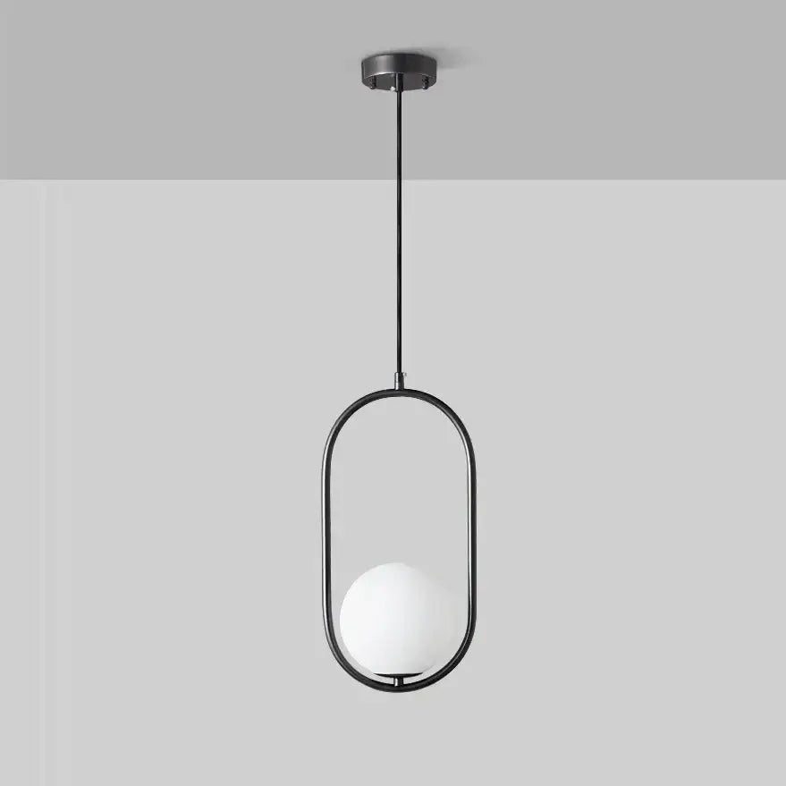 Minimalist black glass ball pendant lamp for dining room