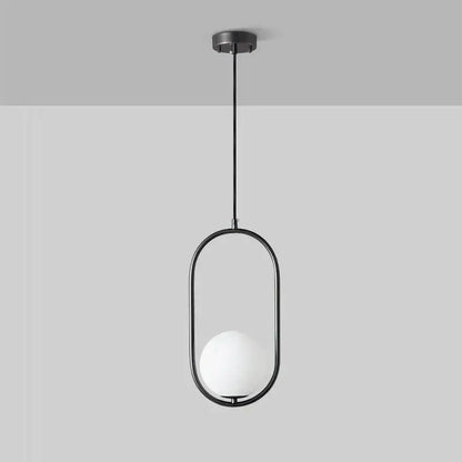 Minimalist black glass ball pendant lamp for dining room