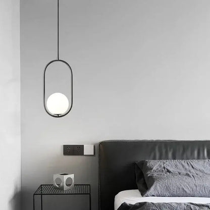 Minimalist black glass ball pendant lamp for dining room