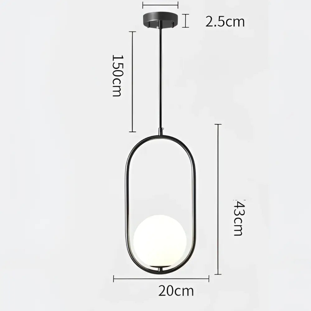 Minimalist black glass ball pendant lamp for dining room