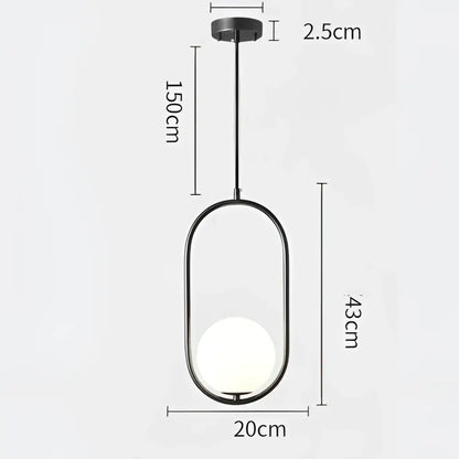 Minimalist black glass ball pendant lamp for dining room