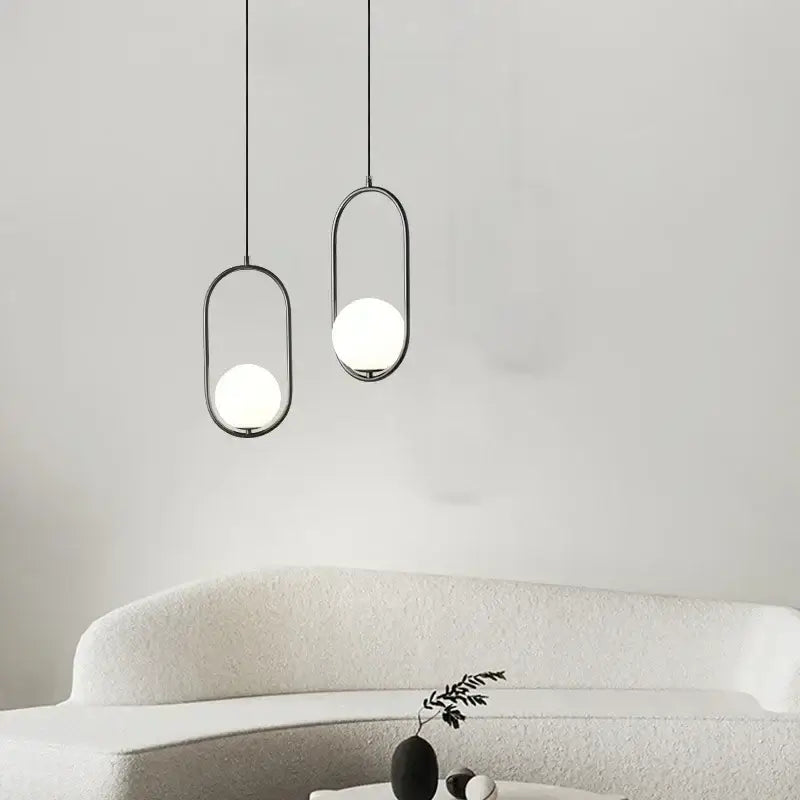 Minimalist black glass ball pendant lamp for dining room