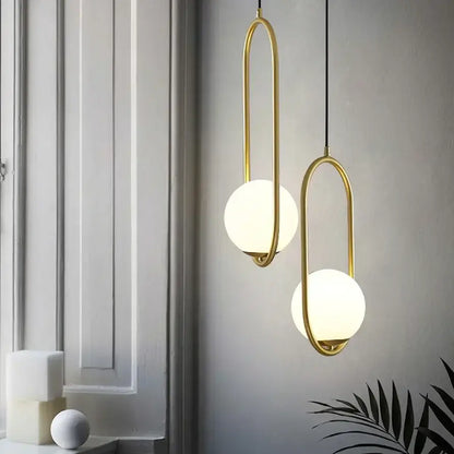 Minimalist black glass ball pendant lamp for dining room