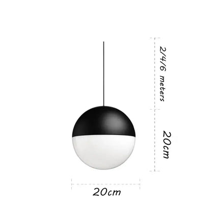 Minimalist black glass ball pendant light kitchen led chandelier