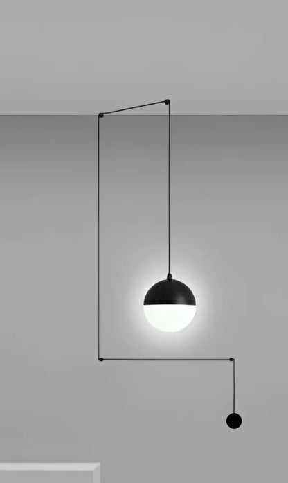 Minimalist black glass ball pendant light kitchen led chandelier