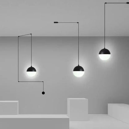 Minimalist black glass ball pendant light kitchen led chandelier