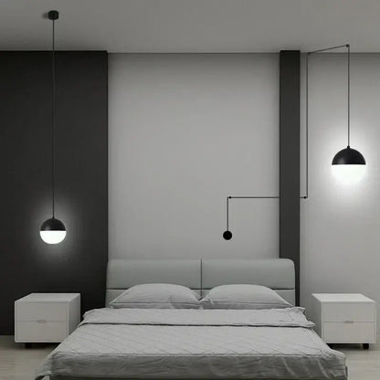 Minimalist black glass ball pendant light kitchen led chandelier
