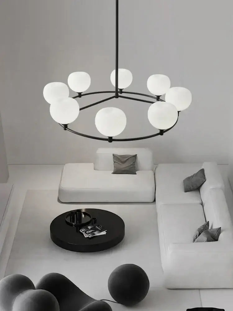 Minimalist black glass lampshade chandelier dining room globe light