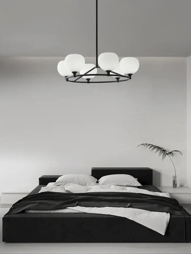 Minimalist black glass lampshade chandelier dining room globe light