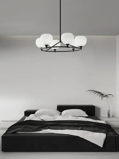 Minimalist black glass lampshade chandelier dining room globe light