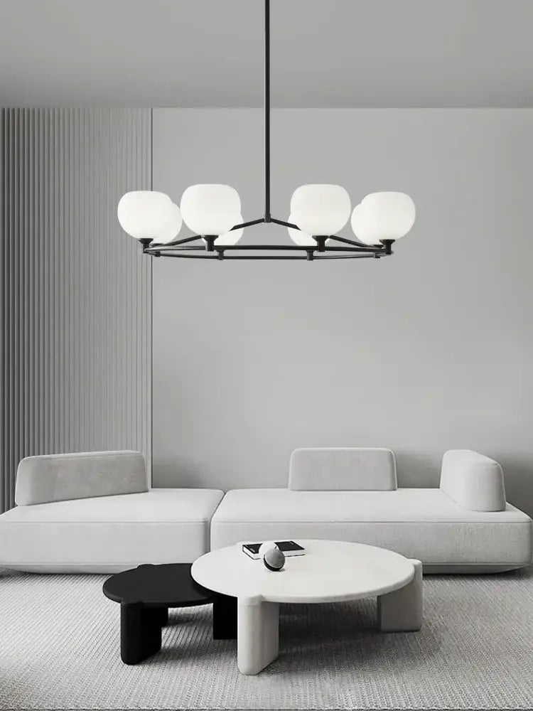 Minimalist black glass lampshade chandelier dining room globe light