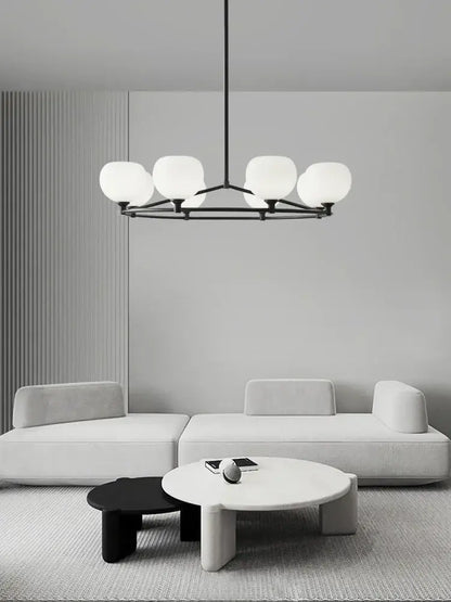 Minimalist black glass lampshade chandelier dining room globe light