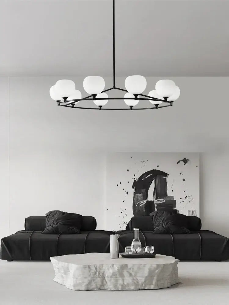 Minimalist black glass lampshade chandelier dining room globe light