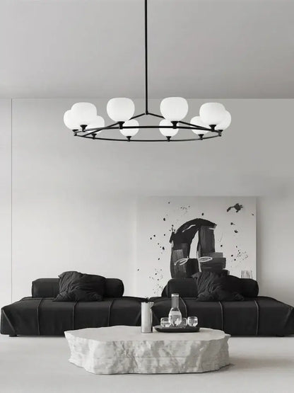 Minimalist black glass lampshade chandelier dining room globe light
