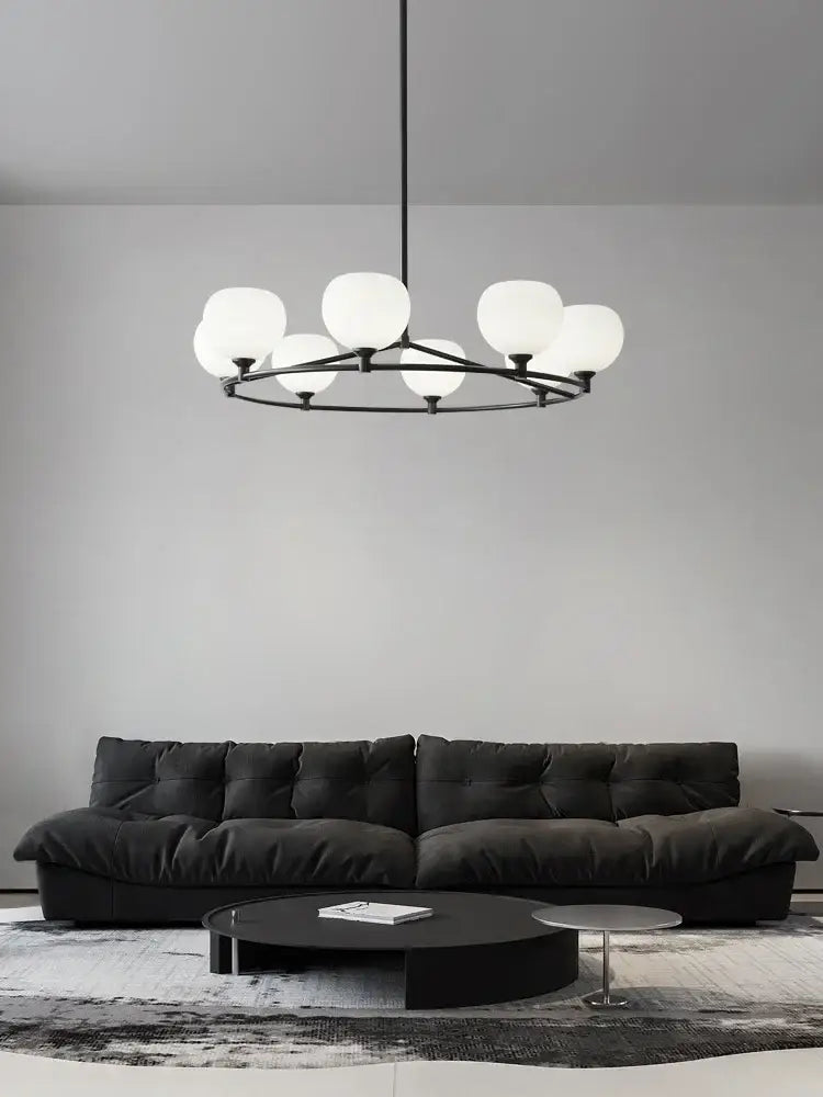 Minimalist black glass lampshade chandelier dining room globe light