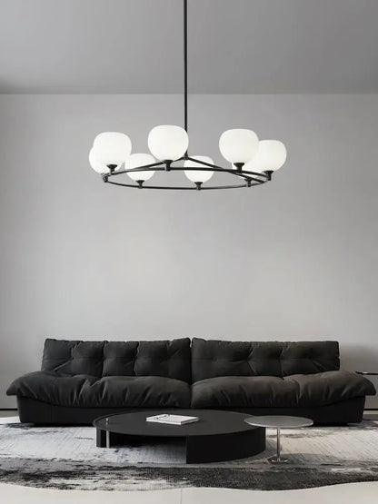 Minimalist black glass lampshade chandelier dining room globe light