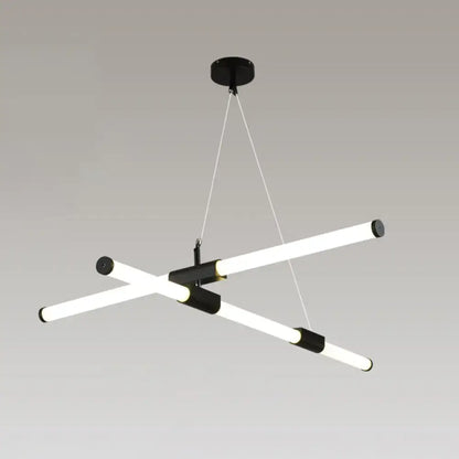 Minimalist black glass tube pendant lamp for office led lighting