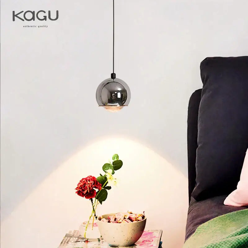 Minimalist black glossy pendant light bedroom and kitchen island