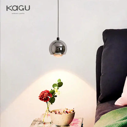 Minimalist black glossy pendant light bedroom and kitchen island