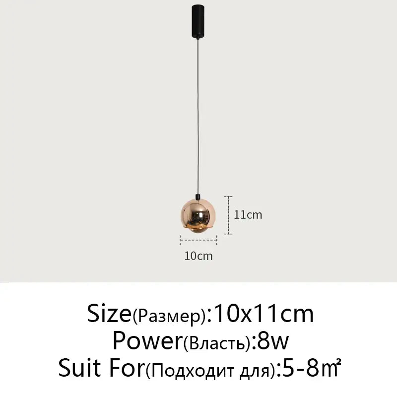 Minimalist black glossy pendant light bedroom and kitchen island