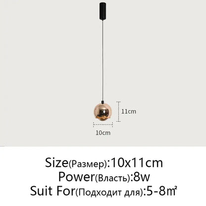 Minimalist black glossy pendant light bedroom and kitchen island